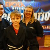 Endeavour Family Martial Arts Blackbelt ceremony and belt presentation. Seen Tom Cutforth, Dylan Wiallourou black belt  and Megan Cutforth.