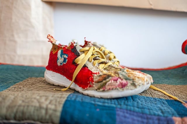 'Stitched Up Shoes' is the title of an unusual session at The Harley Gallery in Welbeck this Saturday (10 am to 4 pm) with textile artist Louise Presley. A workshop invites you to embellish your trainers with an array of different materials. Those materials and all other equipment will be provided, but you must take along your own shoes to be stitched up. The workshop costs £95 per person.