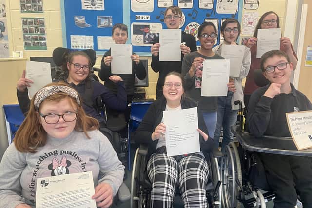 St Giles SEND students with their letters to the Prime Minister. Photo: Submitted