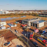 A drone image showing construction work at Worksop's new fire station.