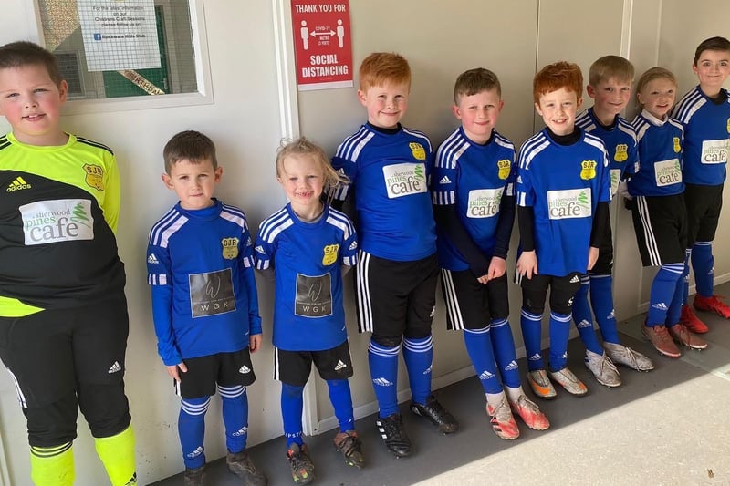 The mascots wait for kick-off ahead of SJR Worksop v Thorne Colliery.