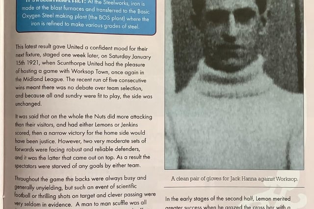 This extract was taken from a programme for the game between Scunthorpe and Crawley last season. It features a past encounter with Worksop.