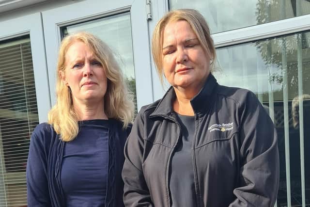 Tracy O'Keefe (right) raised her concerns with Bassetlaw Council deputy leader Coun Jo White (left), after being taken to Chesterfield Hospital.