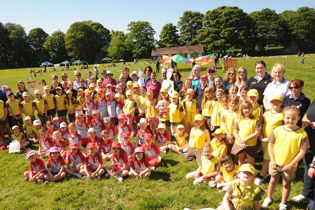 Worksop and Mansfield divisions of the Guides, Brownies and Rainbows gather for a giant Diamond Jubilee party at the Lady Margaret Hall in 2012.  Included in the picture is County Commissioner Kate Royse and County President Anne Allery
