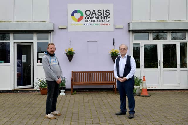 Oasis Community Centre, Kilton. Pictured: Volunteer gardener Mark Evans and Church pastor and centre manager Steve Williams.