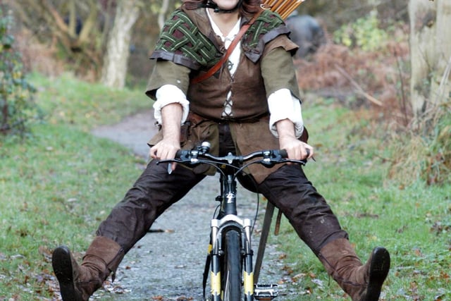 Robin Hood rides out at the launch of new pathways in Sherwood Forest, 2007.
