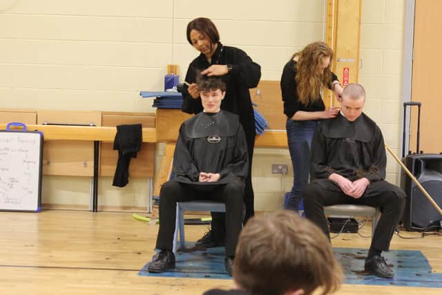 Staff from EGO hairdressers in Worksop helped with the head shaving.