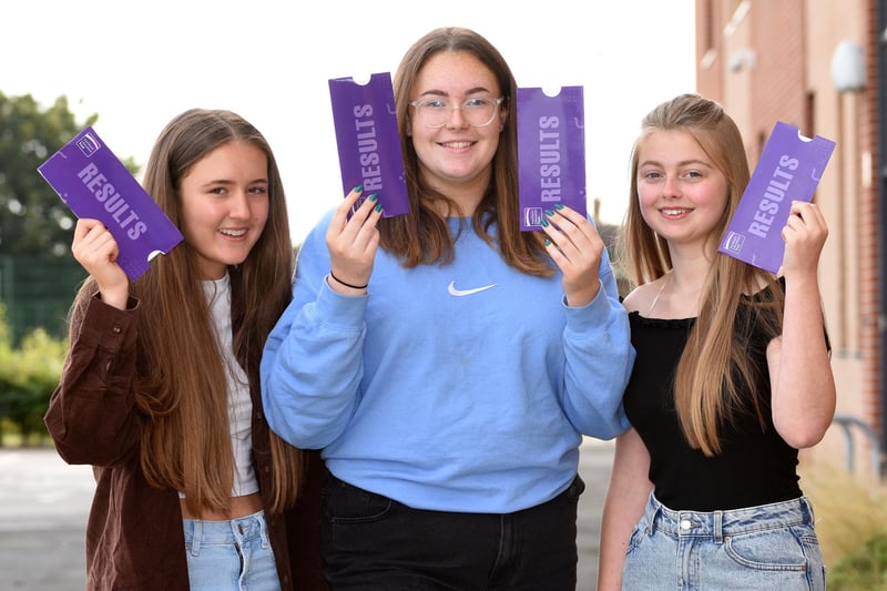 Manor Community Academy pupils Mollie Winspear, Amelia Ward and Emily Pickering are happy with their GCSE exam results.