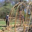 The Wetu is made out of cedar bark and will be in the grounds of the museum until at least December.