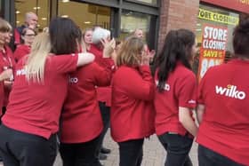 Image taken from a social media video capturing Worksop Wilko workers receiving an 'emotional' round of applause on their final shift.