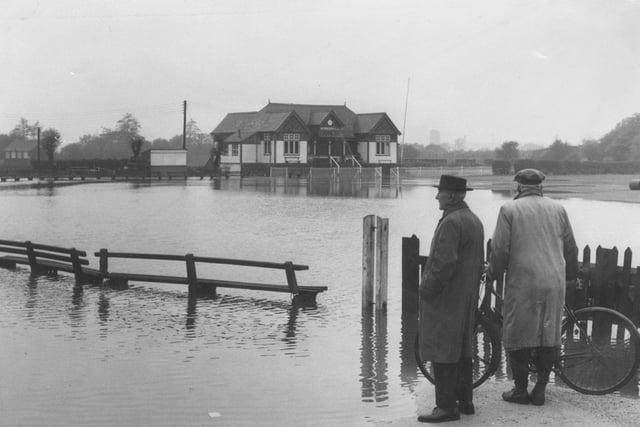 Worksop Cricket club, flooded in May 1967.