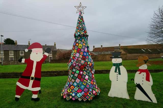 The crocheted Christmas tree by Nether Langwith's knit and natter group.