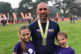 Worksop Running Mayor Chris Johnson pictured with daughters Lily (12) and Summer (10) 