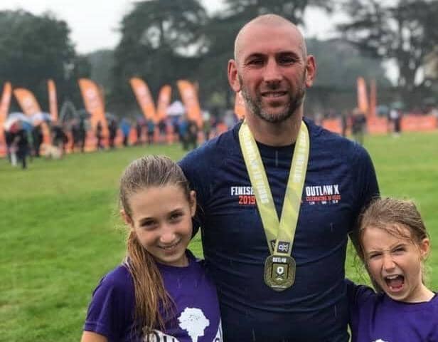 Worksop Running Mayor Chris Johnson pictured with daughters Lily (12) and Summer (10) 
