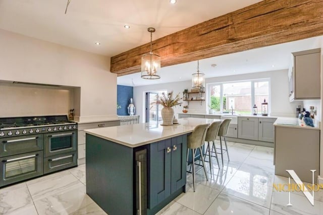 At the heart of the Worksop home is an open-plan kitchen and dining room. The high-quality kitchen has been recently fitted and includes appliances such as a free-standing cooker with electric extractor fan above, microwave, dishwasher and washing machine.