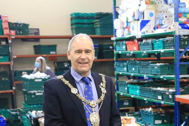 New charter mayor Tony Eaton at Bassetlaw Food Bank where he volunteers.