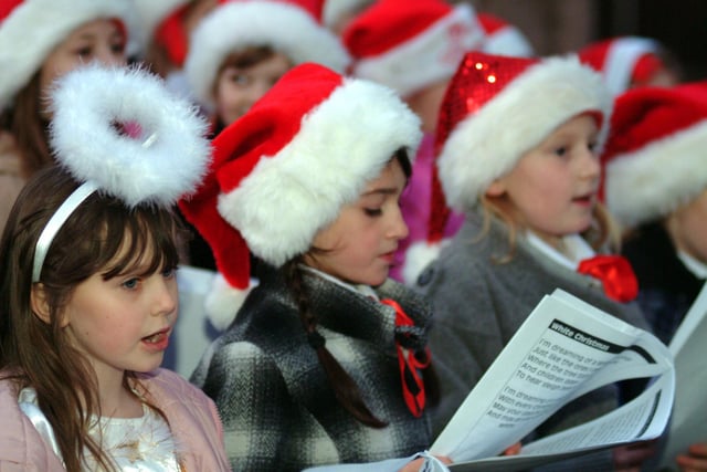 Christmas tree light switch on at Bassetlaw Hospital in 2008 and pupils from Norbridge School take part in singing Christmas carols.