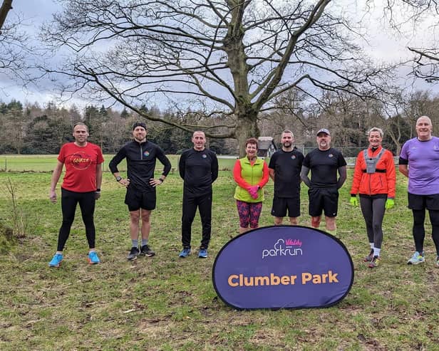 Adrian Hopkinson and Your Training Partner group members before a Clumber Park fun run. Photo: Submitted