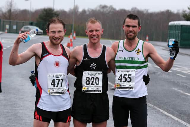 First, second and third home in the half marathon.