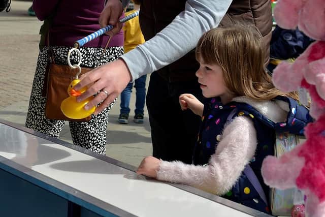 Matilda, four, hooking a duck