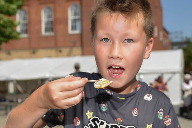 Charlie Banks, 10 enjoying his pancakes