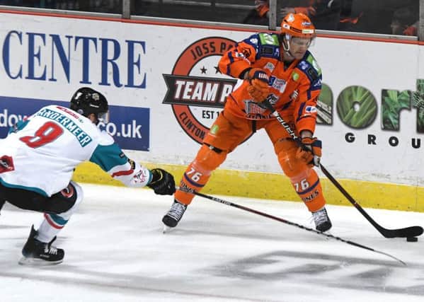 Steelers' Levi Nelson in action against Belfast Giants.