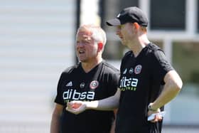 Chris Wilder and his assistant Alan Knill at training yesterday: Simon Bellis/Sportimage