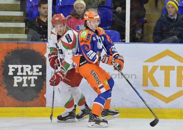 Liam Kirk, in action for Sheffield Steelers against Cardiff Devils in 2017-18. Picture: Dean Woolley.