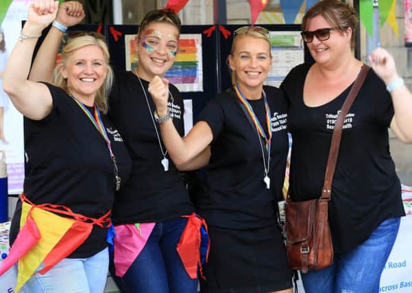 Worksop Pride 2018. Pictured are Karen Porter, Anya Harrison, Helen Flower, and Kelly O'Brien.