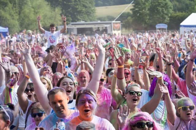 Thousands took part in this year's Bluebell Wood Colour Dash event. Photo Dean Atkins