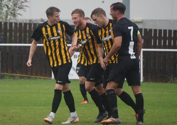 Worksop players celebrate against Carlton. Picture by Lewis Pickersgill.