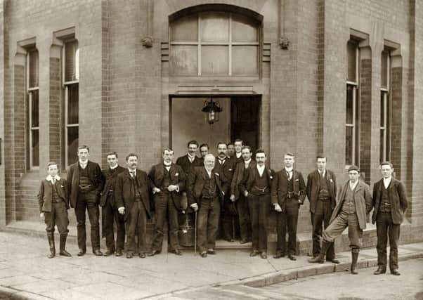 This group shot of dapper looking gents features staff outside the Worksop Brewery offices. To view the names of the above visit www.inspirepicturearchive.org.uk. Picture courtesy of Nottinghamshire Archives.