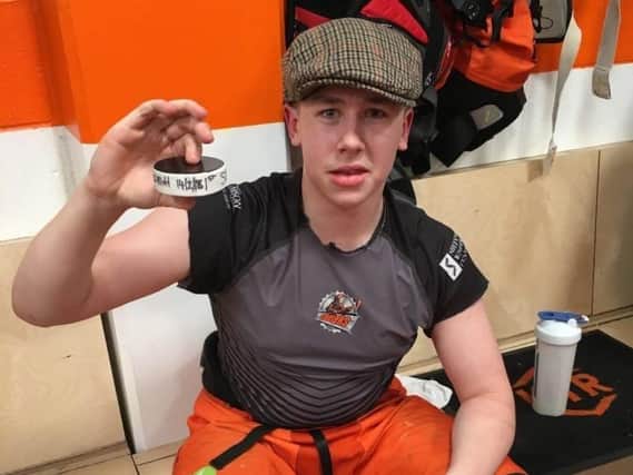 Kieran Brown scored for Steelers 2017-18 season - and got the puck as a momento