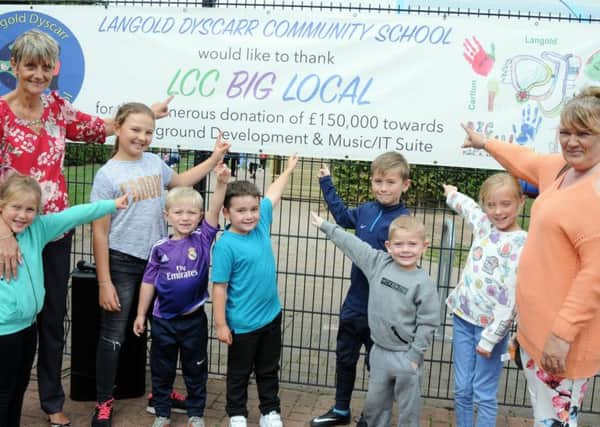 Langold Dyscarr Community School new playground.
Gail Wood and Kath Walker from the LCC Big Local, are joined by local youngsters at the opening on Wednesday.