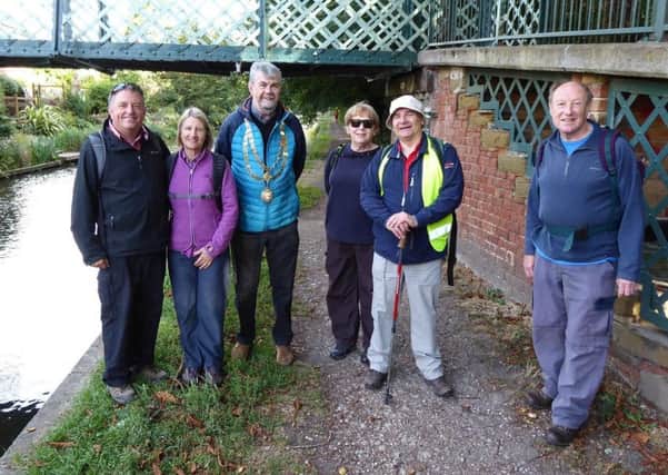 Councillor Michael Storey, mayor of Retford, launches Chesterfield Canal Walking Festival.