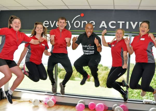 West Lindsey Leisure Centre open day.                 
Colin Jackson and staff from the West Lindsey Leisure Centre cheer the opening of the Health and Wellbeing Hub, they are from left, Lucy Farrow, Kate Brownless, Aidan Clover, Colin Jackson, Brooke Jones and Georgia Gathergood.