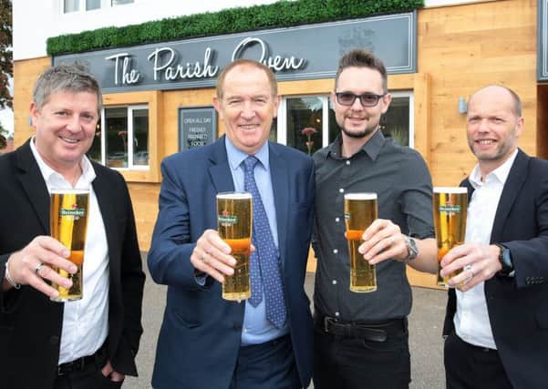 Toasting the re-opening of The Parish Oven are (from left), the pubs new operator Gary Hunt, MP Sir Kevin Barron, landlord Dan Chapman and Grant Morgan-Tolworthy, of Star Pubs and Bars.(PHOTO BY: Glenn Ashley Photography)