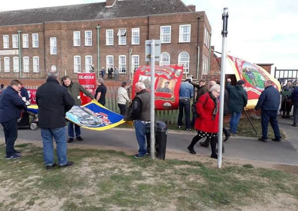 Protestors at Derbyshire Miners Convalescent Home in Skegness
