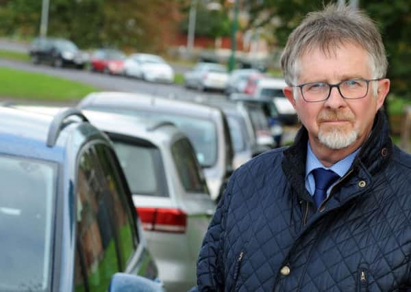 Bassetlaw Hospital parking problems.
Co. Coun. Alan Rhodes on Wingfield Avenue which has seen an increase in hospital related parking.