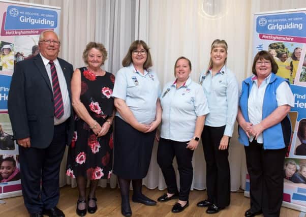 The Worksop volunteers at the awards ceremony, from left, Terry Pearson, Angela Pearson, Jacxkie Brocklehurst (county commissione), Kirsty Pogson, Kayleigh Hunt (both assistant county commissioners), Jenny Walker. Photo: Tracey Whitefoot