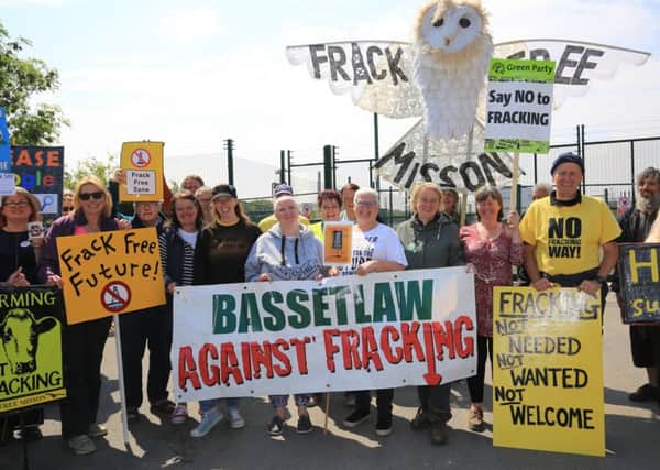 Campaigners at an anti-fracking rally at the Tinker Lane site earlier this year.