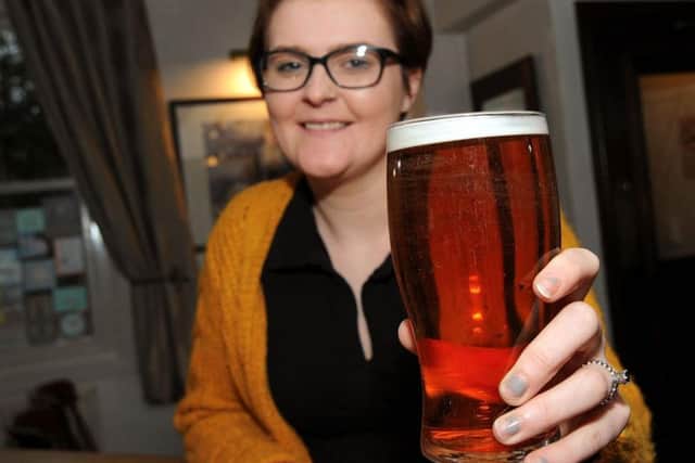 Mel Collingwood enjoys a pint of Clumber Park Bridge beer, on sale at the Forest Lodge Hotel in Edwinstowe.