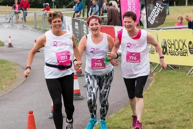 Inspiring and fundraising, Sue on a 5K run for the Flat Friends UK charity.