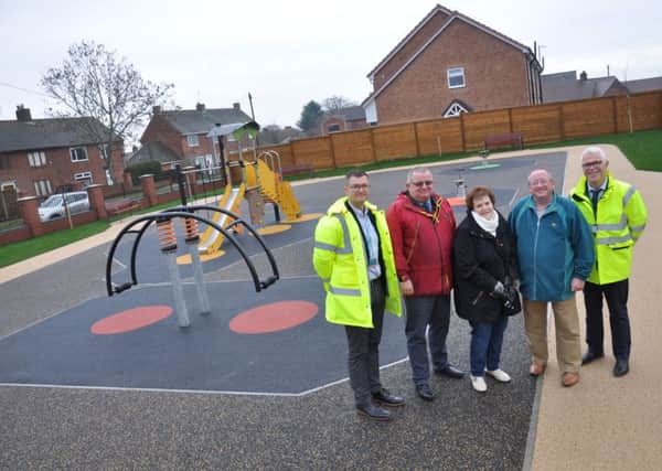Pictured, from left: Chris Tutin; Coun Steve Scotthorne, Coun June Evans and Coun David Challinor, ward members for Harworth, and Kenay Reshad, Technical and Design Manager, Bassetlaw District Council.