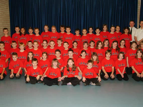 2007: A fantastic nostlagic group shot featuring pupils from Prospect Primary School, Maple Drive, Worksop, during their DARE graduation. Are you on this picture?