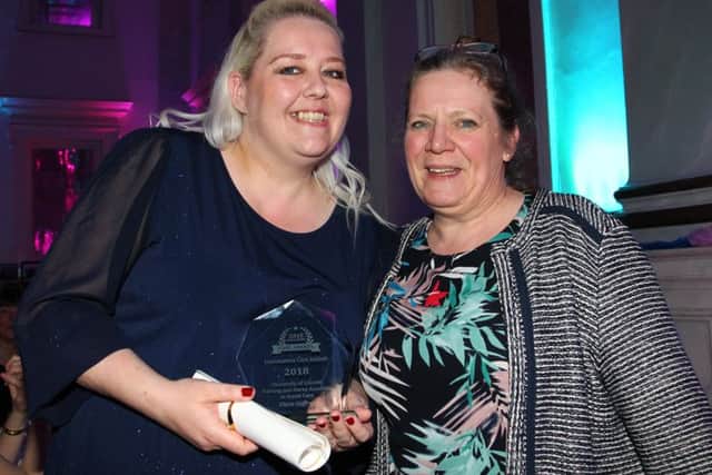 Clare Caffrey from Drovers Call Care Home won the Nursing and Nursing Associate in Social Care Award with Sarah Beresford from University of Lincoln