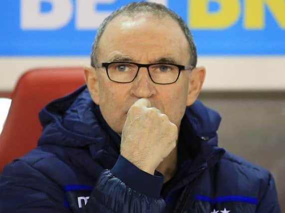 Martin O'Neill looks on during the Villa game. Photo by Jez Tighe.