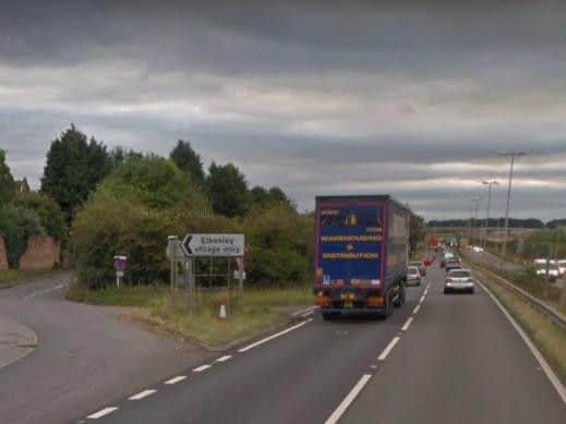 Lane closure on A1 at Elkesley, left permanent lane 2 closed northbound and southbound, due to cutting and planting, by Highways England. Delays possible until 6am, July 2, 2019.