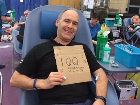 Coun Tony Eaton has donated blood 100 times