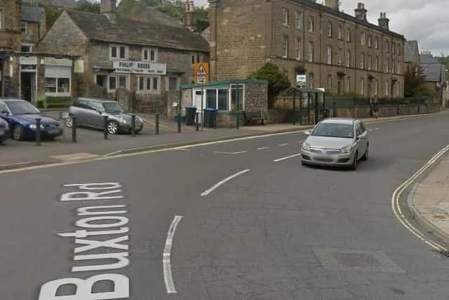Traffic control (two-way signals) at A6 Buxton Road, Bakewell, Derbyshire, due to footway repave, by Derbyshire County Council. Delays likely until July 12, 2019.